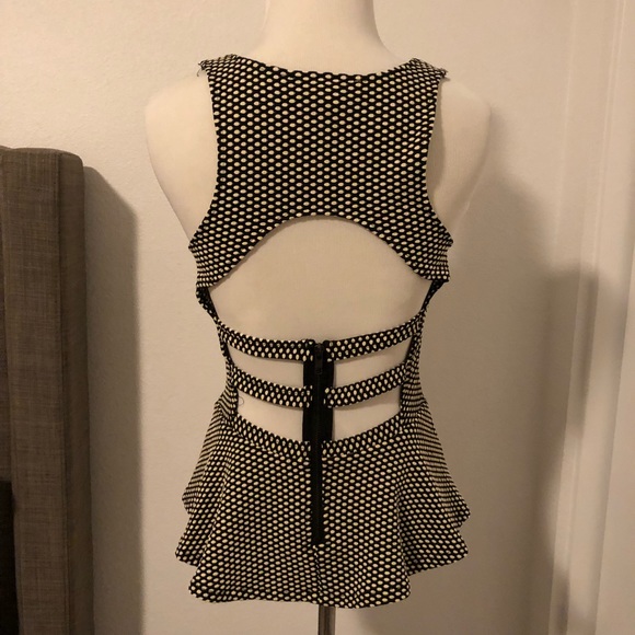 San Souci Open Back Peplum Top, Size Medium - Picture 2 of 5